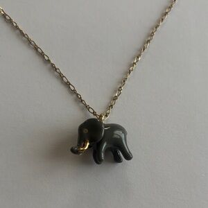 J. Crew Grey Enamel Elephant Long Gold Chain Necklace, 26”